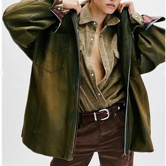 #29 NWT Free People Hideaway Cord Shirt in Roscoe Bermuda - Picture 2 of 5